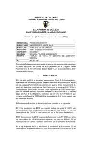 REPÚBLICA DE COLOMBIA TRIBUNAL ADMINISTRATIVO DE ANTIOQUIA SALA PRIMERA DE ORALIDAD