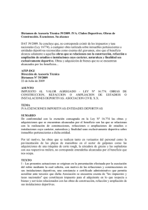 Dictamen de Asesoría Técnica 39/2009. IVA. Clubes Deportivos. Obras de