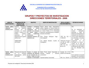 Grupos y proyectos de investigacion 2006 - Inicio