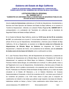 Acta de Junta de Aclaraciones - Gobierno del Estado de Baja