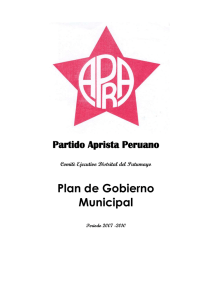 Plan de Gobierno Municipal Partido Aprista Peruano