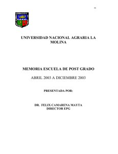 2003 - Universidad Nacional Agraria La Molina