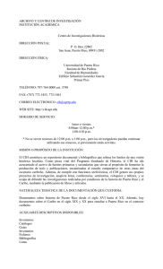 ARCHIVO Y CENTRO DE INVESTIGACIÓN INSTITUCIÓN ACADÉMICA  Centro de Investigaciones Históricas