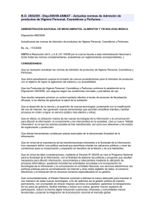 Disposición 685/2009 - Asociación Argentina de Químicos Cosméticos