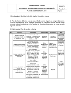 Plan de Acción revista Colombia Applied Linguistics Journal