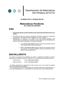 Departamento de Matemáticas IES Peñalara (2013/14)  Matemáticas Pendiente