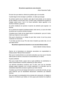 Mi primera experiencia como docente. Arturo Navarrete Trujillo.