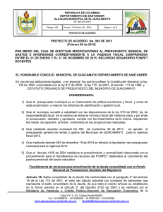 proyecto acuerdo 005 2015 adicion fonpet docentes 2014