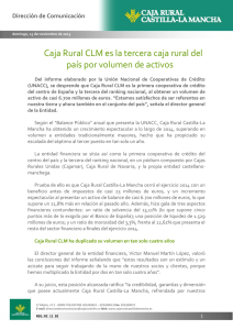 Caja Rural CLM es la tercera caja rural del