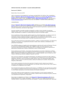 SERVICIO NACIONAL DE SANIDAD Y CALIDAD AGROALIMENTARIA Resolución Nº 260/2014