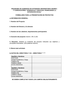 PROGRAMA DE SUBSIDIOS DE EXTENSION UNIVERSITARIA UBANEX - 7ª CONVOCATORIA “ ”