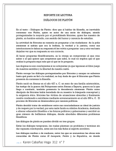 REPORTE DE LECTURA DIÁLOGOS DE PLATÓN En el texto