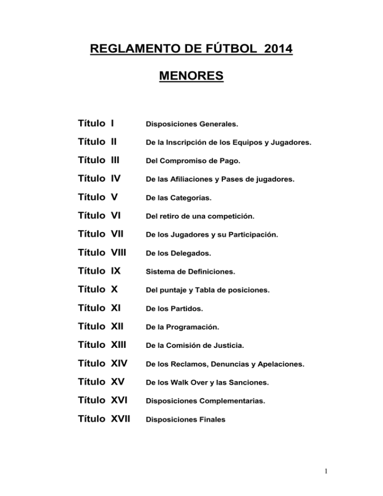 reglamento de fútbol 2014 menores