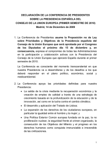 DECLARACIÓN DE LA CONFERENCIA DE PRESIDENTES