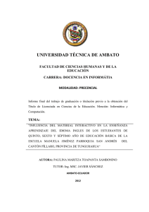 UNIVERSIDAD TÉCNICA DE AMBATO FACULTAD DE CIENCIAS HUMANAS Y DE LA EDUCACIÓN
