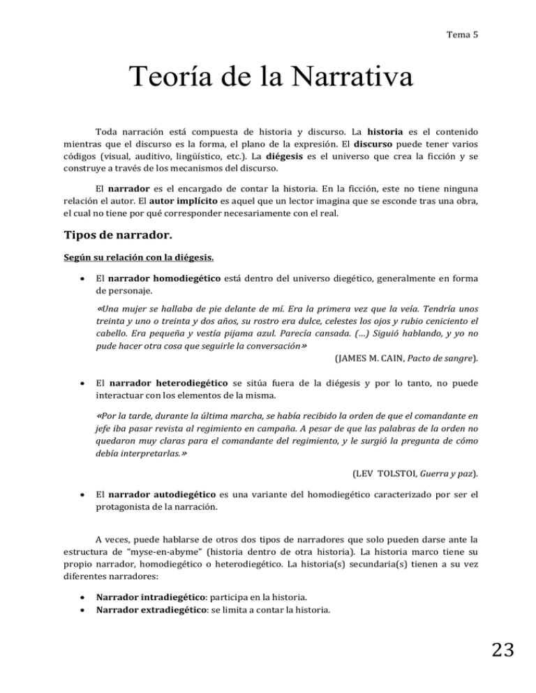 Teor A De La Literatura Tema Teor A De La Narrativa