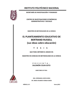 EL PLANTEAMIENTO EDUCATIVO DE BERTRAND RUSSELL (sus ideas sobre educación)
