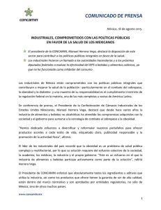 COMUNICADO DE PRENSA INDUSTRIALES, COMPROMETIDOS CON LAS POLÍTICAS PÚBLICAS