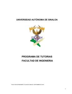 PROGRAMA DE TUTORIAS FACULTAD DE INGENIERIA  UNIVERSIDAD AUTÓNOMA DE SINALOA