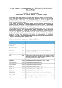 Primer Registro Latinoamericano de FIBRILACION AURICULAR SOLAECE 2014  Director: Dr. Luis Aguinaga