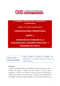 grupo 1 - Congreso internacional, Universidad y discapacidad