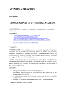 AVENTURA DIDACTICA  COMPLICACIONES DE LA ANESTESIA REGIONAL