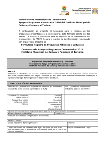 Formulario de Inscripción Cuarta convocatoria de Concertación 2016