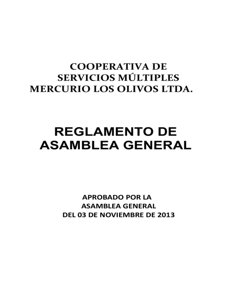 Reglamento De Asambleas Cooperativa De Servicios Multiples