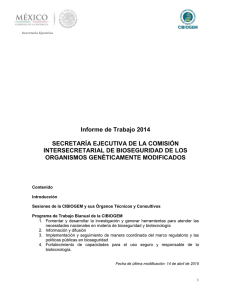 Informe de Trabajo 2014  SECRETARÍA EJECUTIVA DE LA COMISIÓN