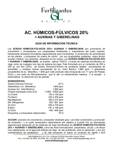 AC. HÚMICOS-FÚLVICOS 20%  + AUXINAS Y GIBERELINAS GUIA DE INFORMACION TECNICA