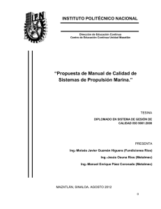 “Propuesta de Manual de Calidad de Propulsión Marina.” Sistemas de INSTITUTO POLITÉCNICO NACIONAL