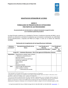 SOLICITUD DE COTIZACIÓN Nº 117/2015 ANEXO 2 FORMULARIO DE PRESENTACIÓN DE COTIZACIONES