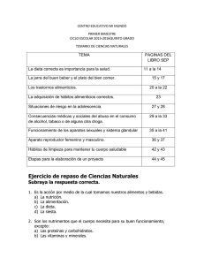 Ejercicio de repaso de Ciencias Naturales Subraya la respuesta