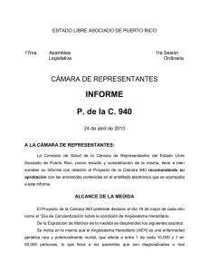 INFORME P. de la C. 940 CÁMARA DE REPRESENTANTES