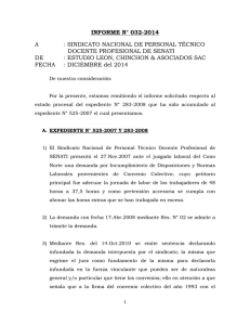 INFORME N° 032-2014 A : SINDICATO NACIONAL DE PERSONAL TÉCNICO
