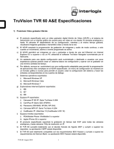 TruVision TVR 60 A&E Especificaciones
