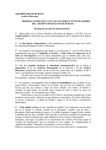 ARZOBISPADO DE BURGOS Archivo Diocesano PRIMERA ENTREVISTA CON LOS USUARIOS E INVESTIGADORES
