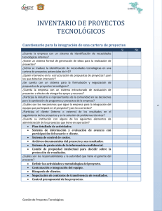 INVENTARIO DE PROYECTOS TECNOLÓGICOS