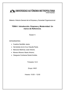 TEMA I: Introducción. Empresa y Modernidad: Un marco de