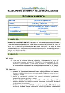 COM265 PA Informatica Avanzada (2014)