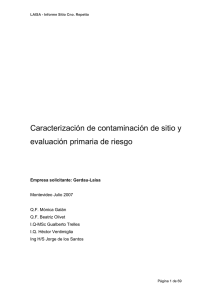 Caracterización de contaminación de sitio y evaluación primaria de