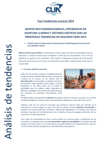 Top 5 tendencias cruceros 2014  GRUPOS MULTIGENERACIONALES, EXPERIENCIAS DE