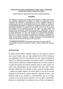 Evaluación de zeolita y biofertilizantes en trigo, avena y cebada... condiciones de riego y temporal en Jalisco