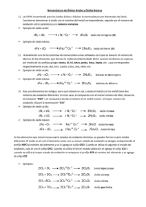 Nomenclatura de Óxidos Ácidos y Óxidos Básicos La IUPAC