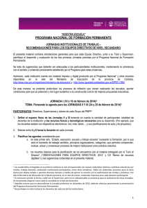 PROGRAMA NACIONAL DE FORMACIÓN PERMANENTE JORNADAS INSTITUCIONALES DE TRABAJO –