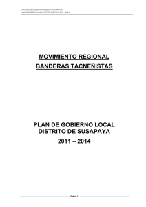 plan de gobierno local distrito susapaya 2011 – 2014