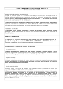 CONDICIONES Y REQUISITOS DEL EXP: DSC/1817/11 (Servicios
