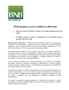 NUEVO EDIFICIO BNB inaugura su nuevo edificio