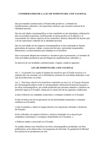 CONSIDERANDOS DE LA LEY DE FOMENTO DEL CINE NACIONAL