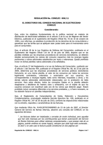 REGULACIÓN No. CONELEC- 006/11  EL DIRECTORIO DEL CONSEJO NACIONAL DE ELECTRICIDAD CONELEC